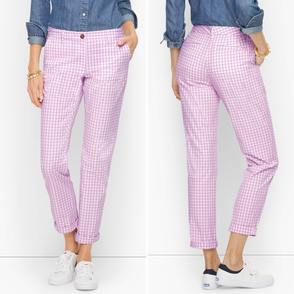 Gingham Crop Pants - Pink Lilac